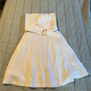 Monteau Cream Strapless Dress with Belt Detail